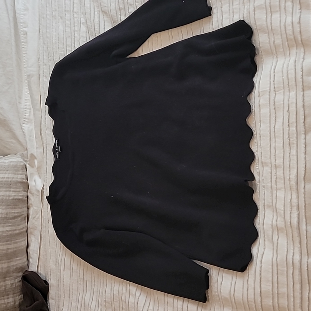 Black scalloped bottom sweater